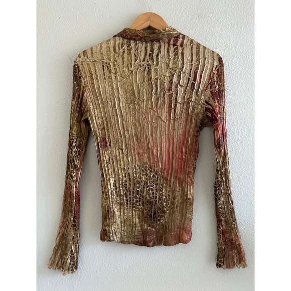 Shiko vintage textured animal print button up shirt Large Y2K Fairy Festival - Picture 3 of 9